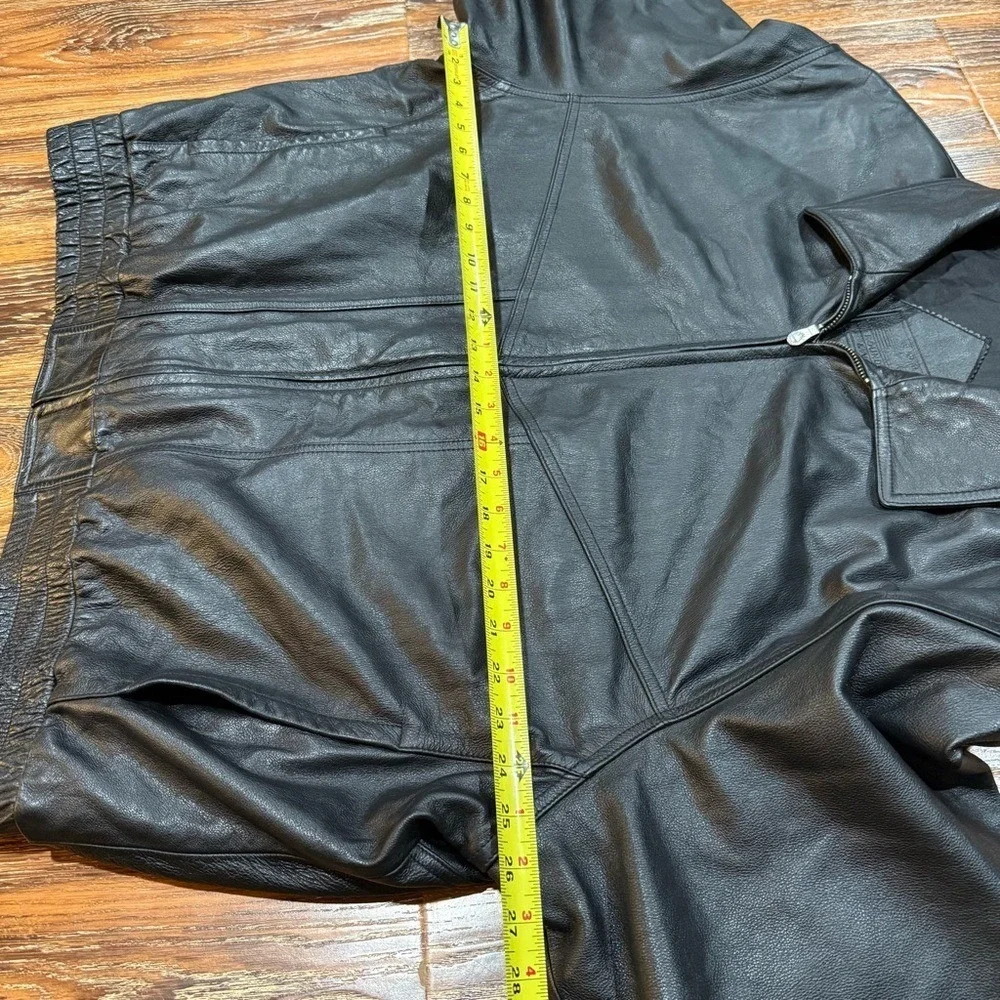 Roundtree &‎ York Mens Black Leather Bomber Jacket XL Full Zip Collared Biker